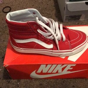 Red and white vans